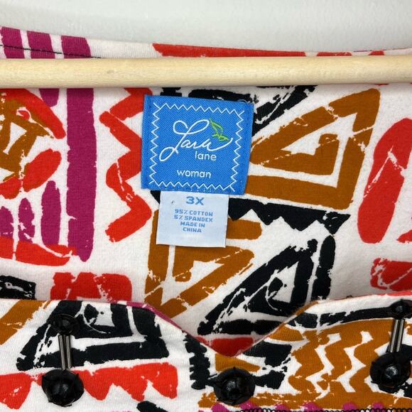Lara Lane Women's Multi Color Top Size 3x Abstract‎ Geometric - Picture 4 of 5